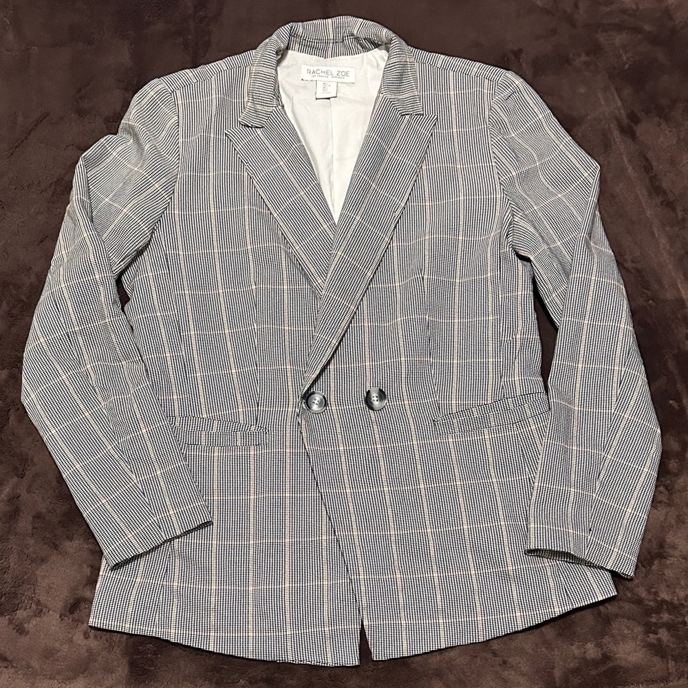 RACHEL Rachel Roy Black and White Checkered Blazer